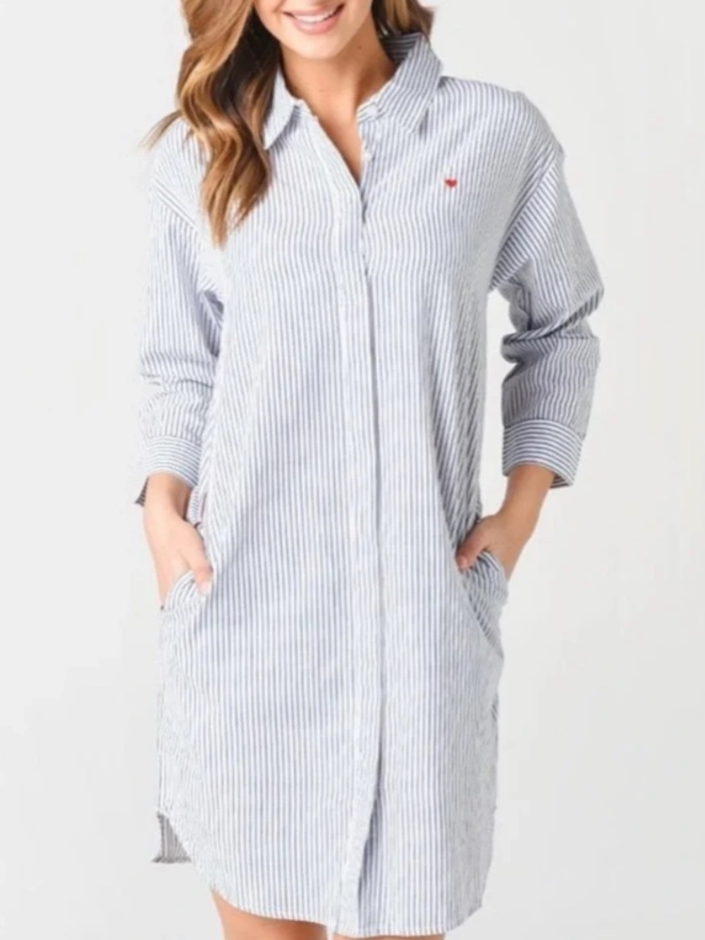 Sundry Pinstripe Cotton Shirt Dress - Women XS